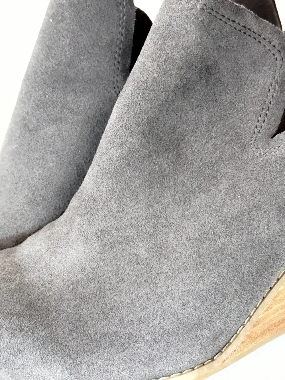 TOMS Gray Suede Wedge Booties Womens 11 Cutout Ankle Boots comfort stylish wedge